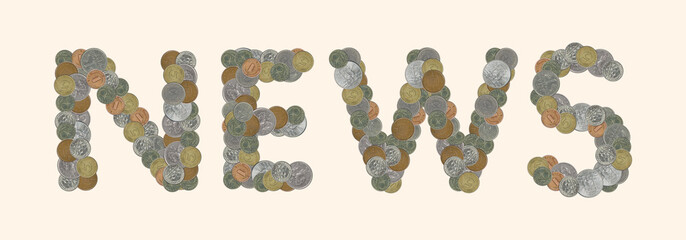 NEWS – Coins on salmon color background