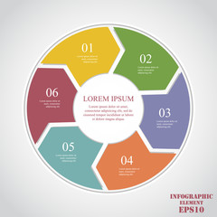Circle elements for infographic. Business concept with 6 options, parts, steps or processes