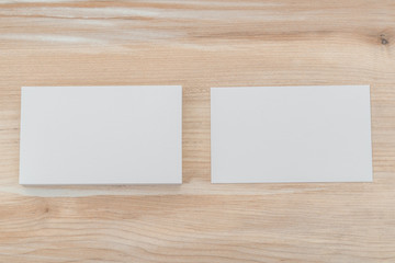 Business cards on wood table
