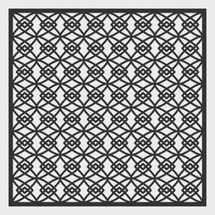 A template for laser cutting. A square panel with a geometric repeating pattern. Decorative grille. Carved panel stencil for cutting out paper, wood, metal. Vector illustration.