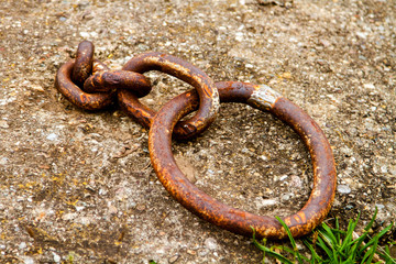 Rusted Iron Chain and Loop on the Ohio River