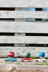 Easter eggs decoration. Festive card background for a Happy Easter.