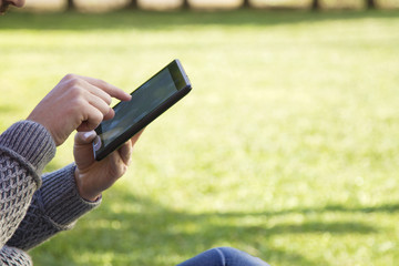 Hipster man using tablet