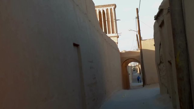 street in a historical part of the city of Meybod in sunny day, the city in the central part of Iran.