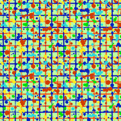 Fototapeta premium Vector seamless pattern, tile with inc splash, blots, smudge and brush strokes, lines. Grunge endless template for web background, prints, wallpaper, surface, wrapping, repeat elements for design.