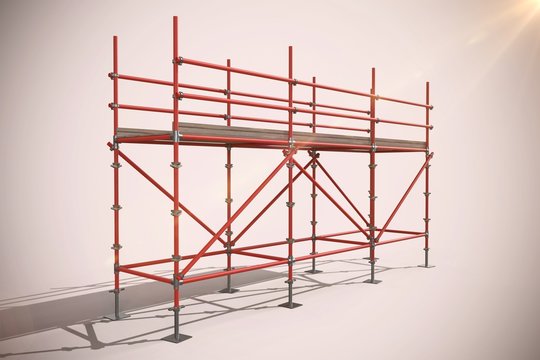 Composite Image Of 3d Image Of Red Metal Structure With Shadow