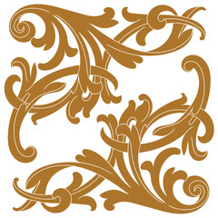 Golden vintage baroque ornament, corner. Retro pattern antique style acanthus. Decorative design element filigree calligraphy vector. - stock vector