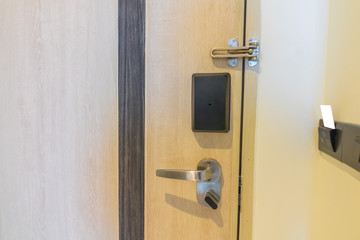 Closeup of electronic card in room .