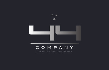 Obraz premium 44 forty four number silver grey metal logo icon deign vector