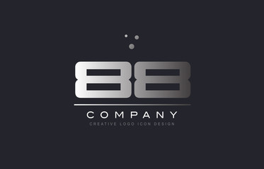 88 eighty eight number silver grey metal logo icon deign vector