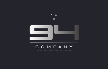 94 ninety four number silver grey metal logo icon deign vector
