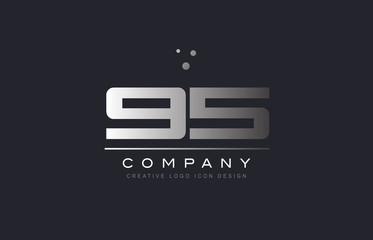 95 ninety five number silver grey metal logo icon deign vector