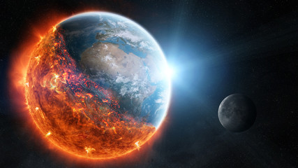 The end of planet Earth 3D rendering elements of this image furnished by NASA