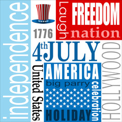Abstract Happy 4th of July, Memorial Independence Day. Vector and Illustration, EPS 10.
