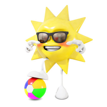 3D sun character wants you to play, 3d rendering