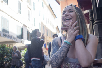 Fototapeta premium tattoo girl