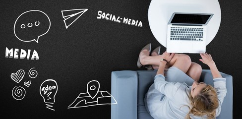 Composite image of woman on her laptop