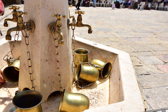 Copper taps for jewish ritual ablution, Jerusalem