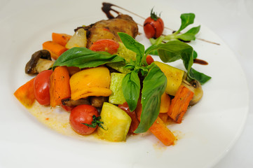 Grilled vegetable and meat