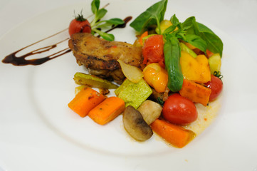 Grilled vegetable and meat