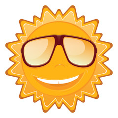 Summer sun in sunglasses and a smile. Vector Illustration.