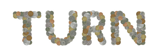 TURN – Coins on white background