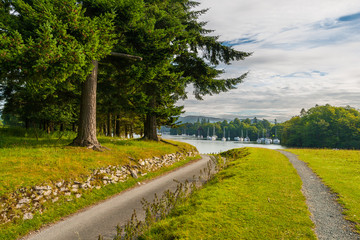 Road on the Windereme Lake in the Lake District, England