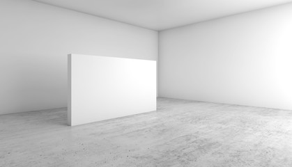 3d blank banner standing on concrete floor