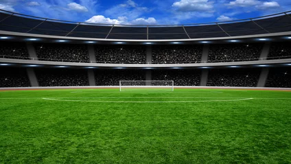 Selbstklebende Fototapete Fußball Fußballstadion mit den hellen Lichtern