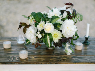 Flower composition. beautiful bouquet of a white fresh flowers. flower spring background. fine art.