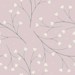 Spring  seamless pattern with decorative plants