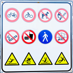 Collection of prohibition signs