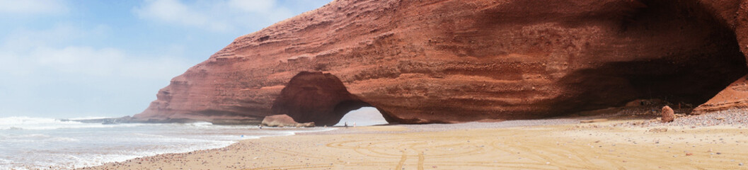 Panorama de la plage de Legzira, Maroc