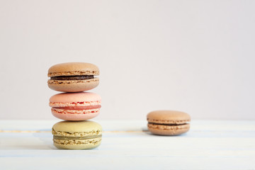 A set of three different macarons