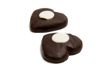 Cookie heart in chocolate isolated