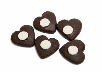 Cookie heart in chocolate isolated