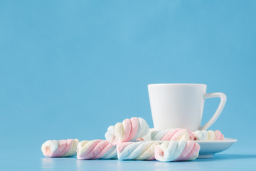 Twisted marshmallow on vibrant background