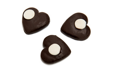 Cookie heart in chocolate isolated