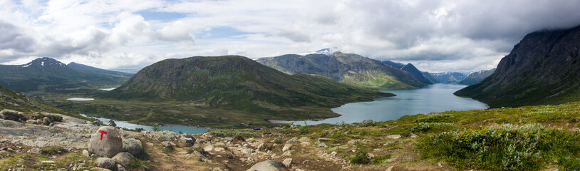 Fototapeta na wymiar Jotunheimen National Park and mountains in Norway