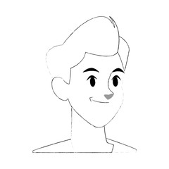 young handsome man face icon image vector illustration design  simple sketch line
