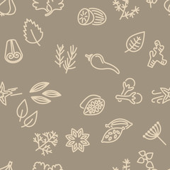 spice seamless pattern in brown colour