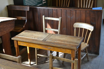 school desk, old fashioned 