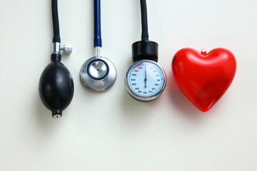 Blood pressure meter medical equipment isolated on white