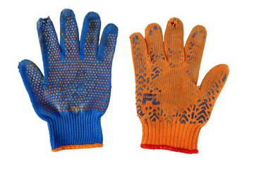 old Work Gloves Isolated On White.