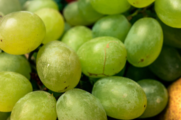 Green grapes pitted close-up 