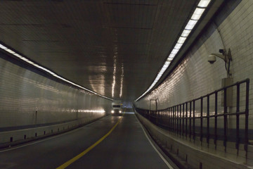 Dark Drive Through the Chesapeake Bay Bridge Tunnel