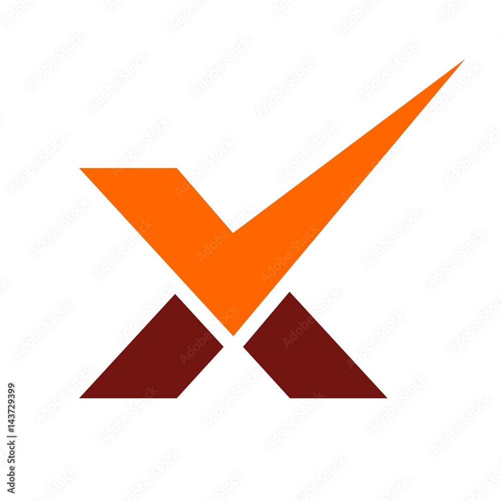 Canvas Prints check mark and letter x logo vector.