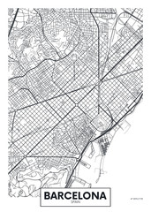 Vector poster map city Barcelona