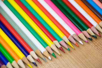 Fototapeta premium Various Colored Pencils in Row 
