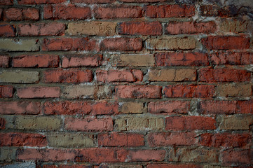 Walls of old red brick. Wall texture